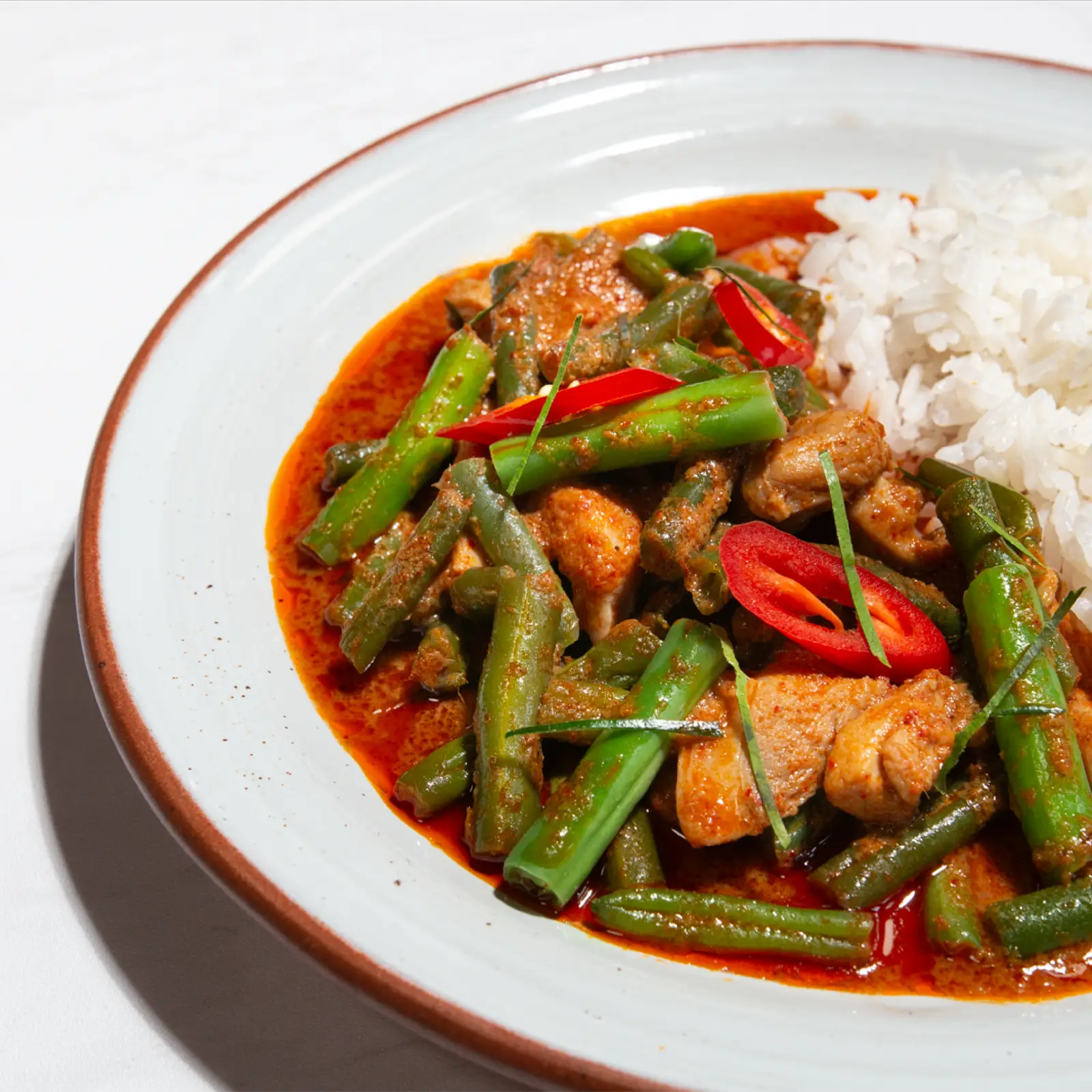 Panang curry met kip en sperziebonen