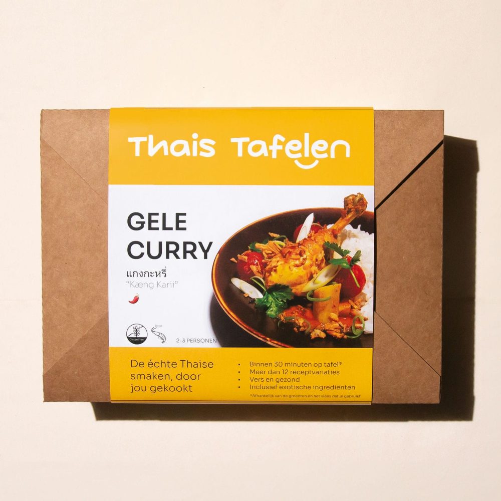 Kookbox gele curry van bovenaf