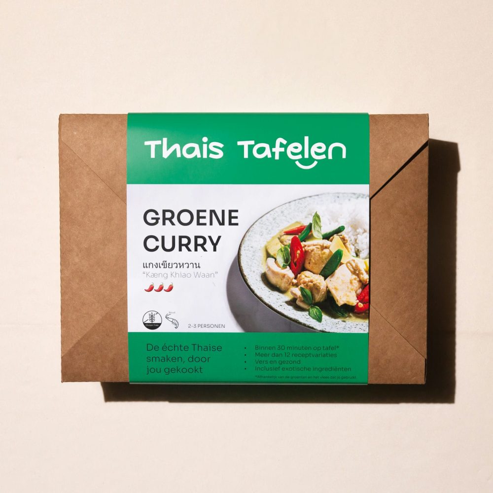 Kookbox groene curry van bovenaf