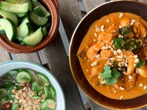 Panang Curry met grote garnalen