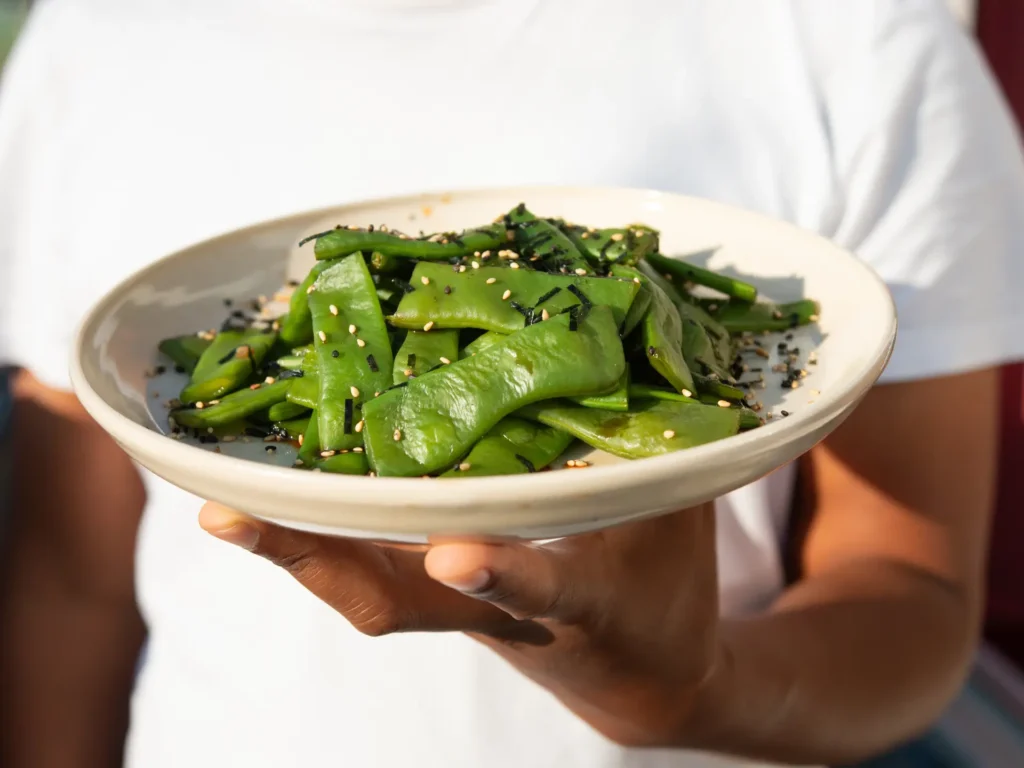 Snijbonen op Aziatische stijl met sojasaus en zeewier furikake - Thais Tafelen
