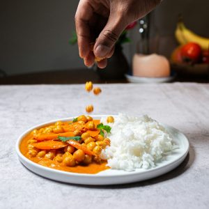 Gele Curry met krokante kikkerwten